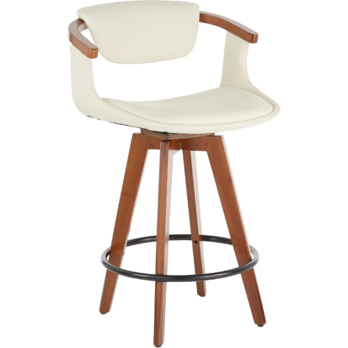 Oracle 26" Counter Stool in Cream Leatherette & Black Metal